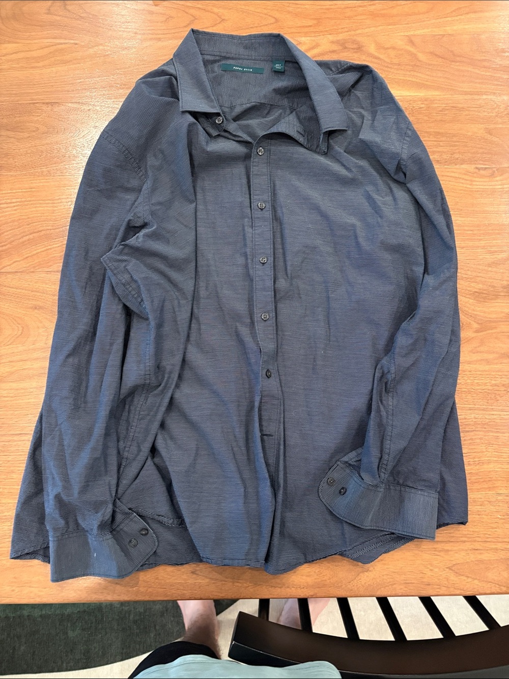 Perry Ellis Dark Blue Long-Sleeve Button-Down Shirt